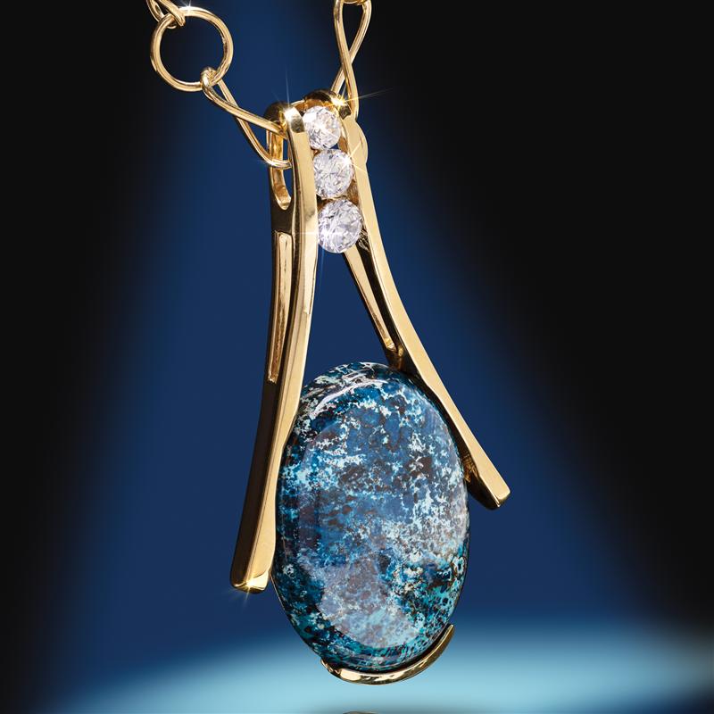 Cleopatra's Secret Chrysocolla Pendant & Chain